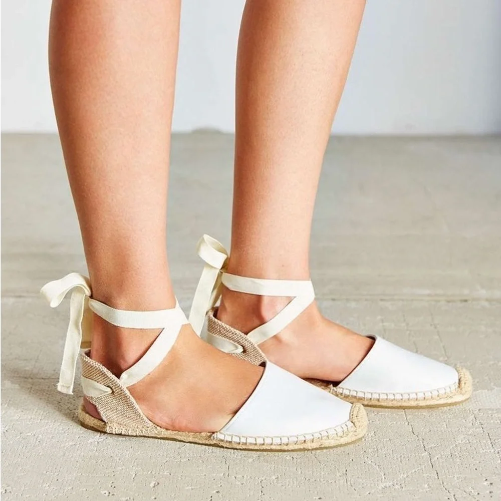 Soludos Gray Lauren Lace Up Espadrille Shoes 9.5